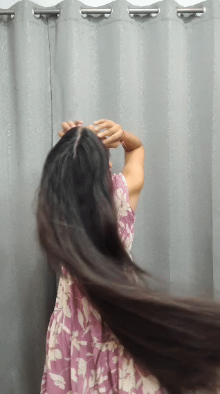 Braid, Bun Drop & Hair Flaunt | Long Hair Play in Pink Dress - Image 3